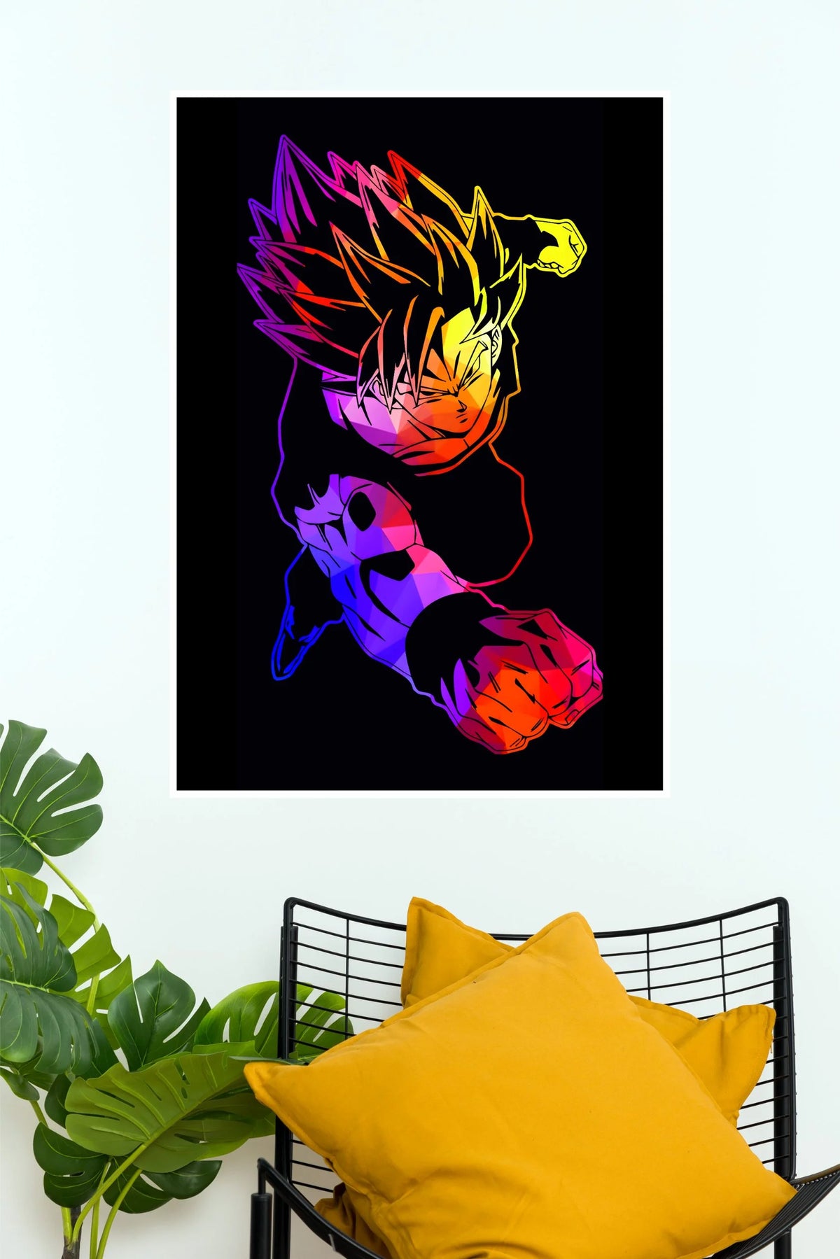Super Saiyan Goku Neon Rainbow Attack Wall Poster  (Anime Posters)