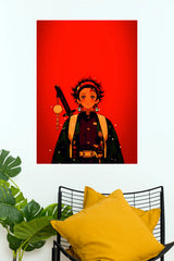 Tanjiro Kamado Crimson Red Anime Wall Poster  (Anime Posters)