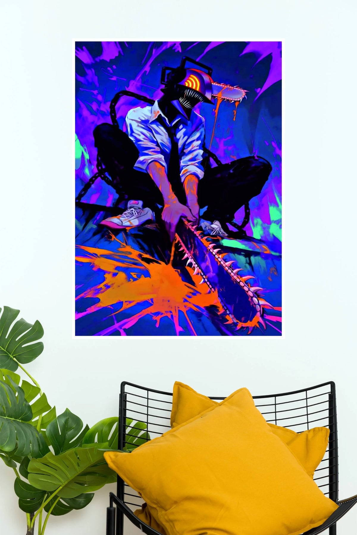 Denji Unchained Neon Poster | Chainsaw Man Wall Art – The Poster Valley
