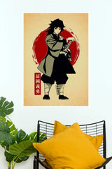 Giyu Tomioka Rising Sun Samurai Wall Poster  (Anime Posters)