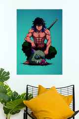 Inosuke Hashibira Beast Warrior Wall Poster  (Anime Posters)