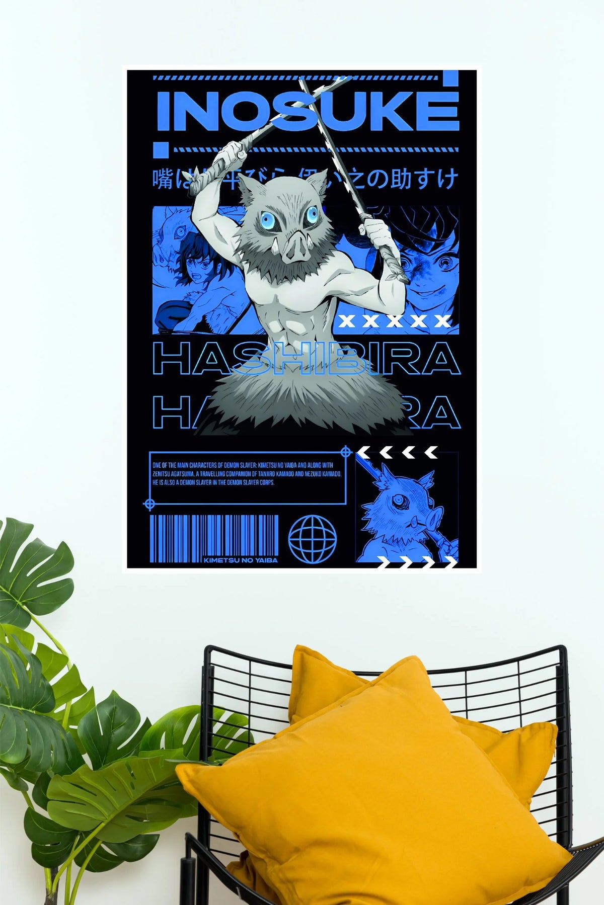 Inosuke Hashibira Beast Slayer Blue Edition Wall Poster (Anime Posters)