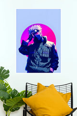 Kakashi Hatake Sharingan Neon Purple Edition Wall Poster  (Anime Posters)