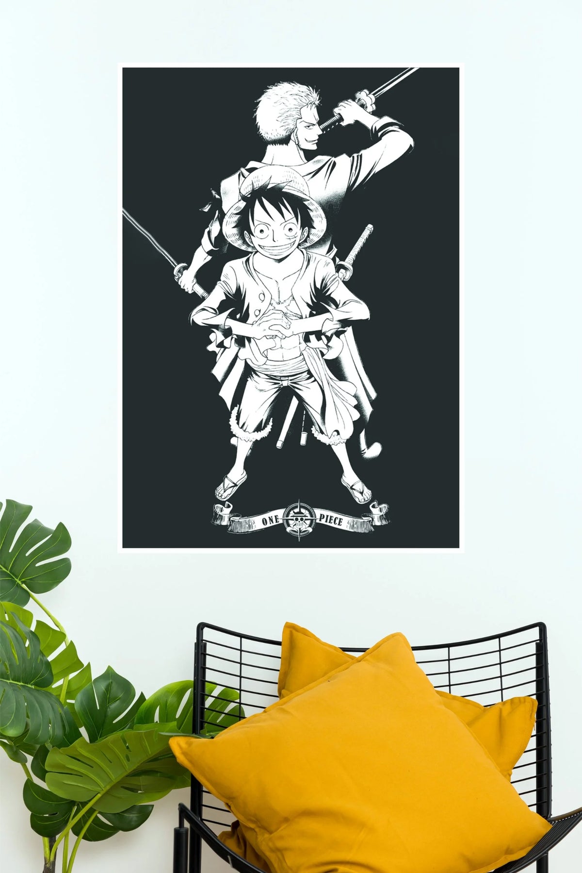 Monkey D Luffy and Roronoa Zoro Black and White Manga Edition Wall Poster (Anime Posters)