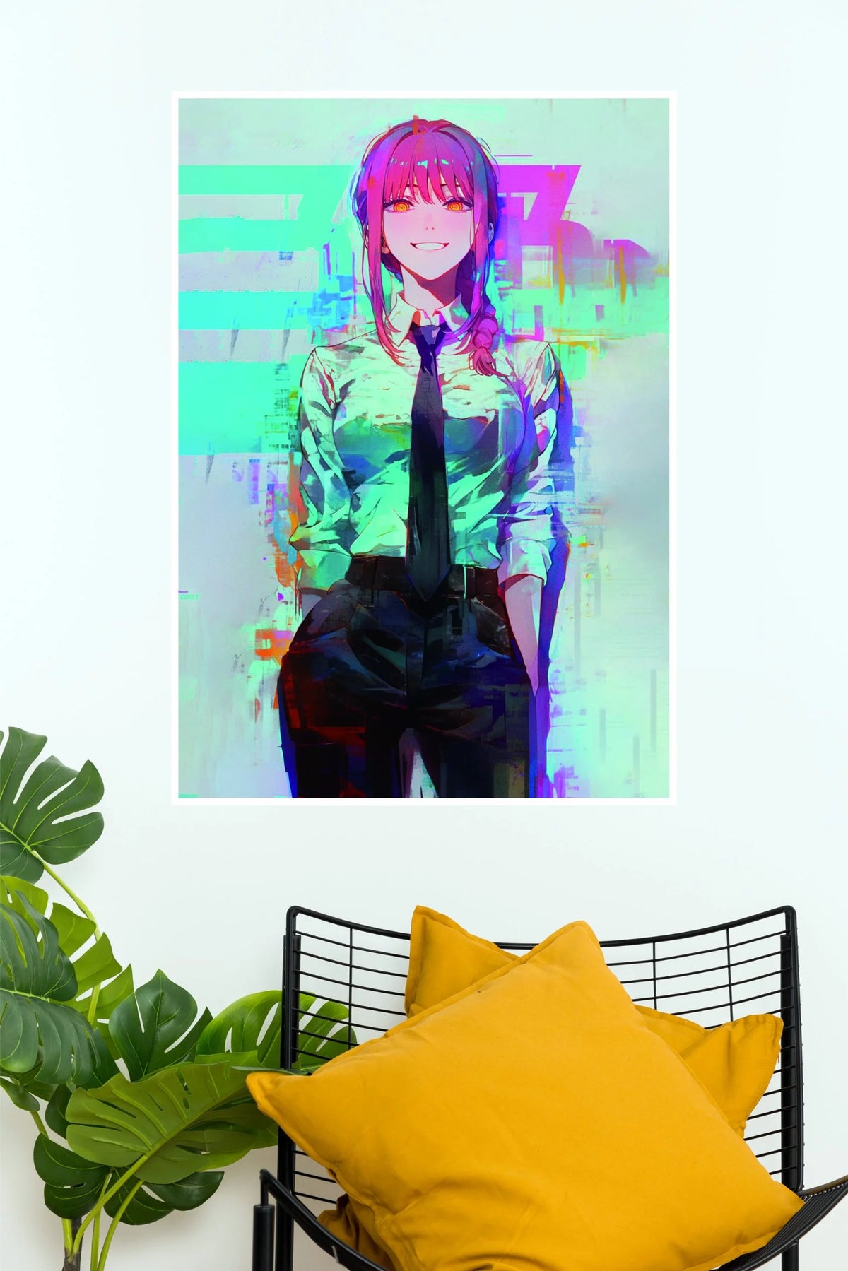 Makima Neon Glitch Aesthetic Edition Wall Poster (Anime Posters)
