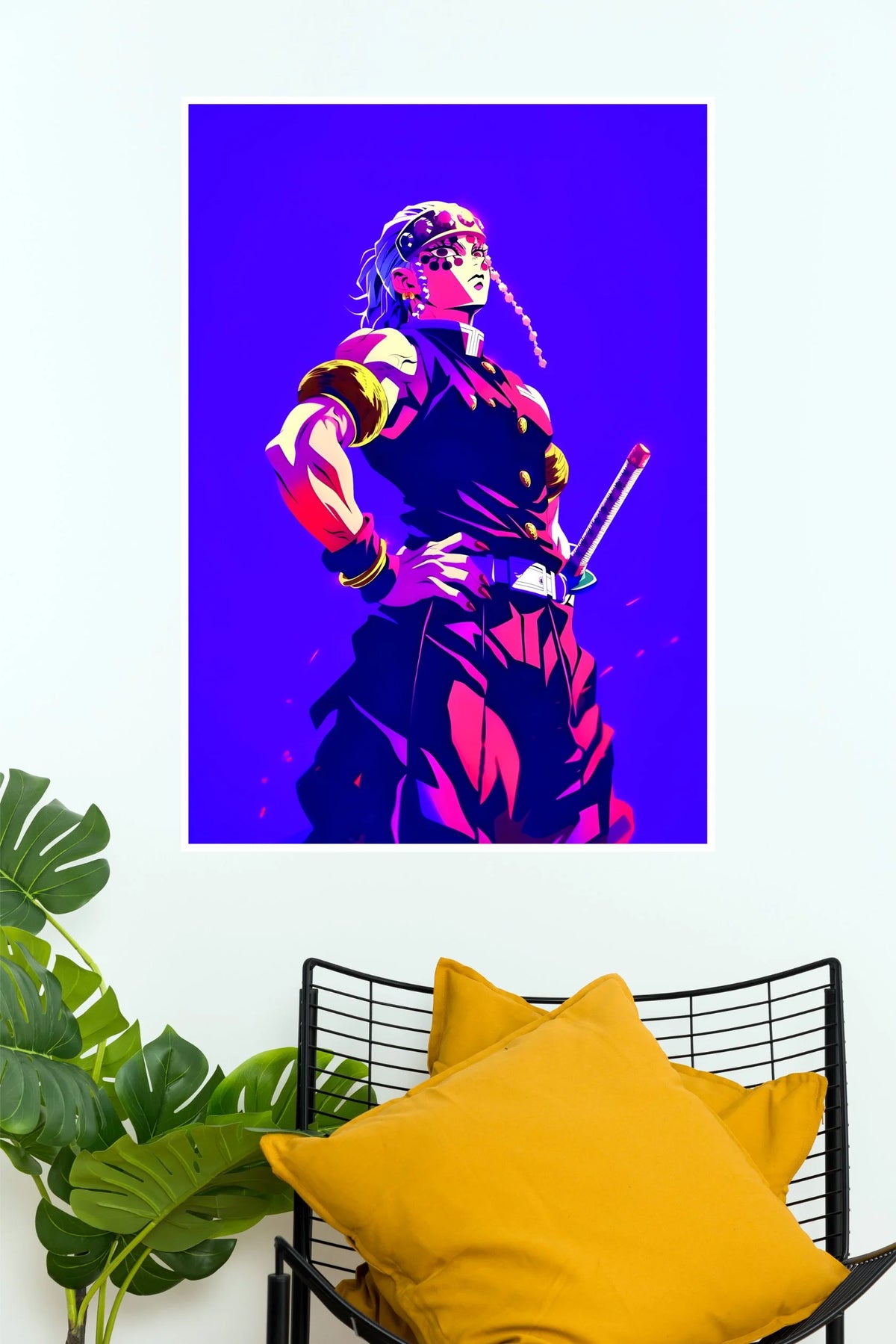 Tengen Uzui Sound Hashira Purple Neon Edition Wall Poster  (Anime Posters)