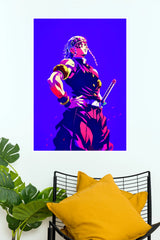 Tengen Uzui Sound Hashira Purple Neon Edition Wall Poster  (Anime Posters)
