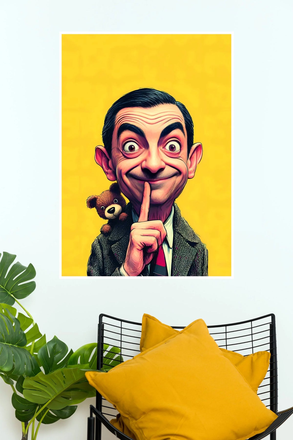 Mr. Bean Funny Shhh Yellow Comedy Edition Wall Poster (Anime Posters)