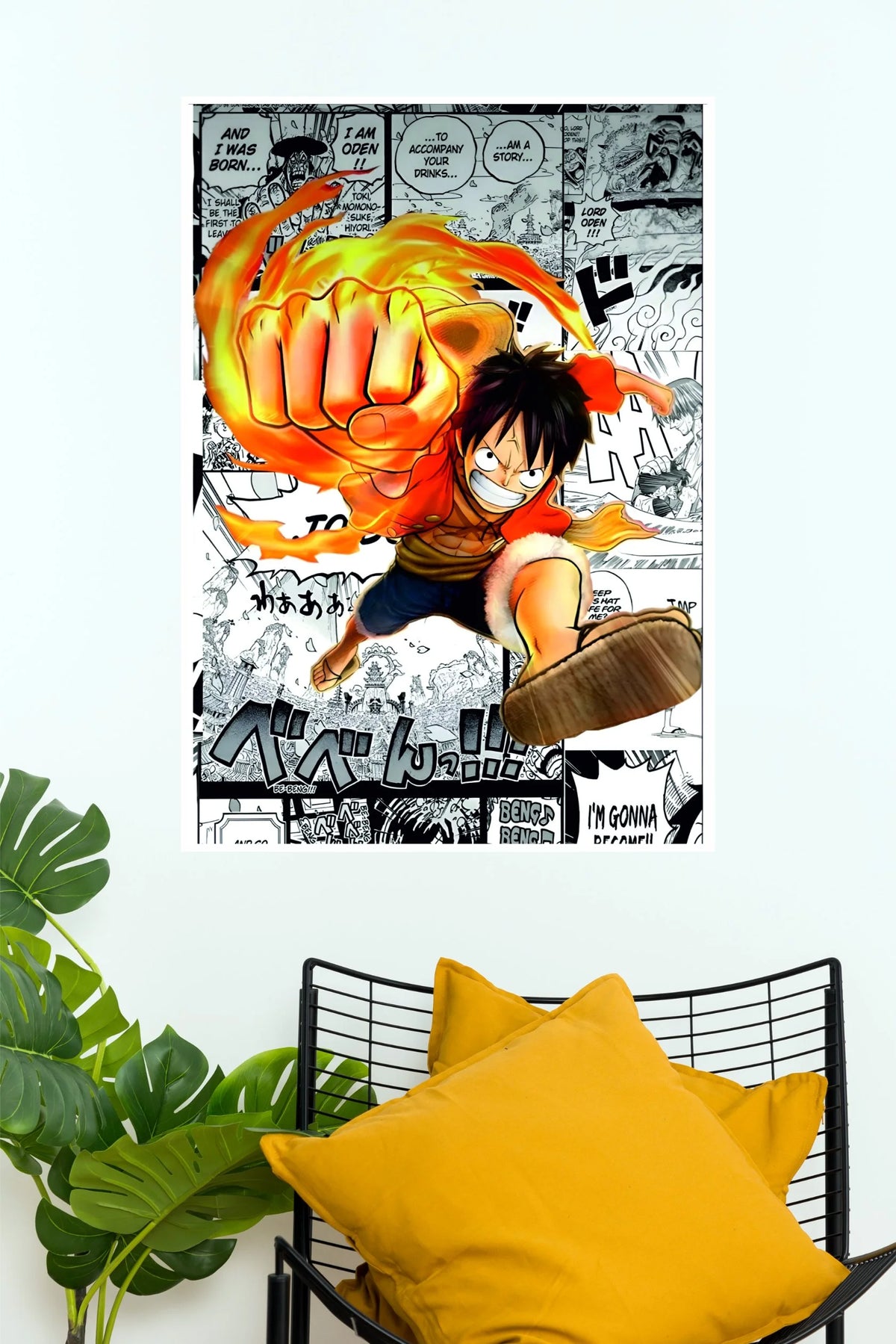 Monkey D. Luffy Flaming Gear Punch Manga Wall Poster (Anime Posters)
