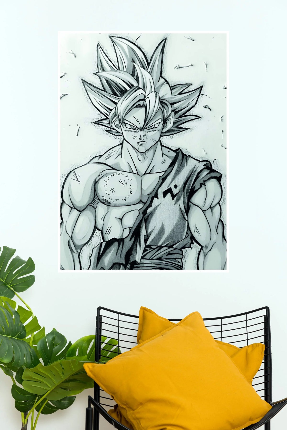 Goku Saiyan Warrior Pencil Sketch Wall Poster (Anime Posters)