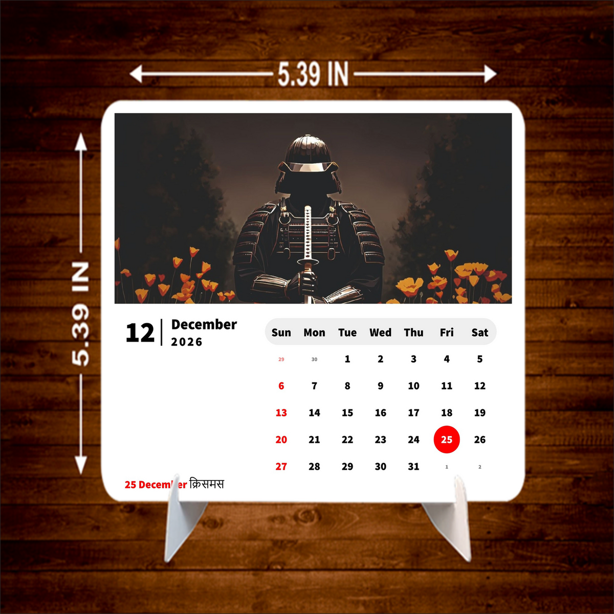 Samurai Standing Premium Table Desk Calendar