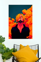 Sanji Blazing Flame One Piece Anime Wall Poster  (Anime Posters)