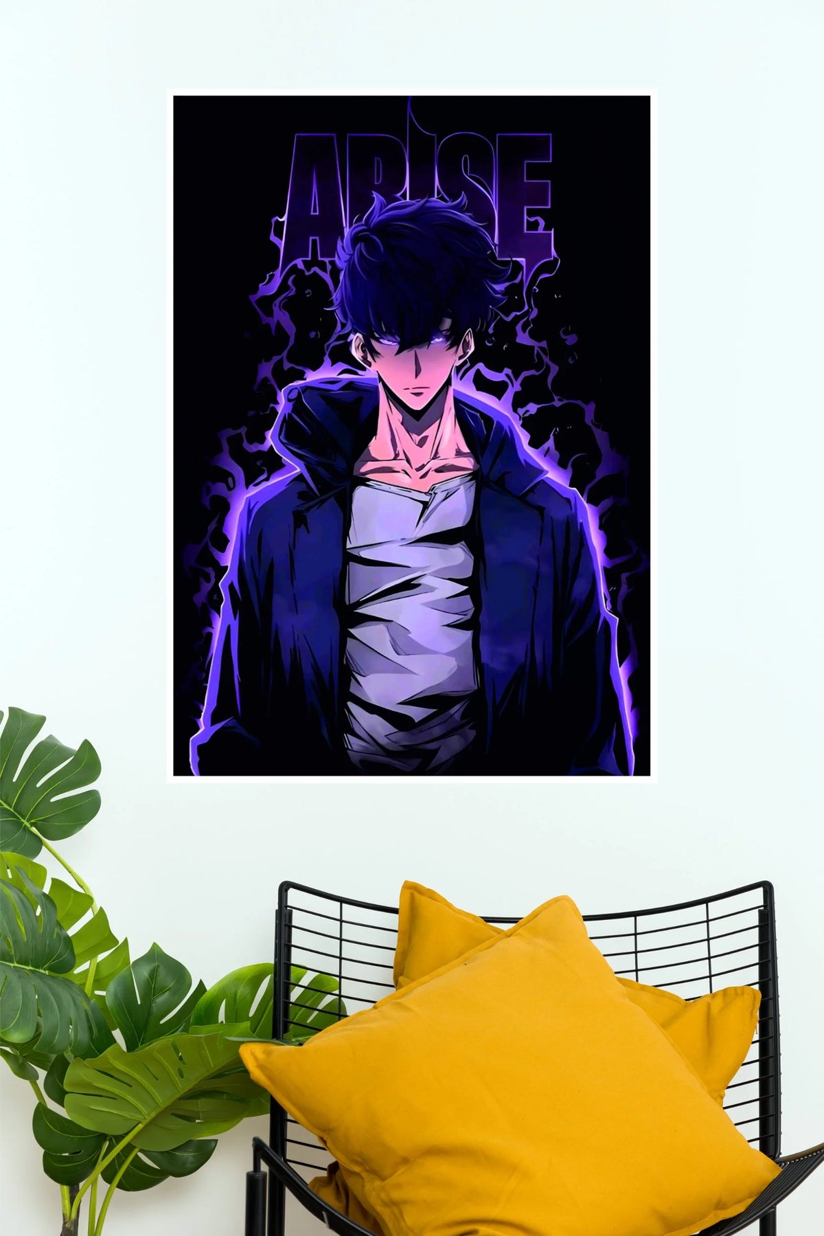 Sung Jinwoo Arise Shadow Monarch Purple Aura Wall Poster (Anime Posters)