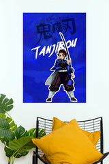 Tanjiro Kamado Blue Demon Slayer Warrior Wall Poster  (Anime Posters)