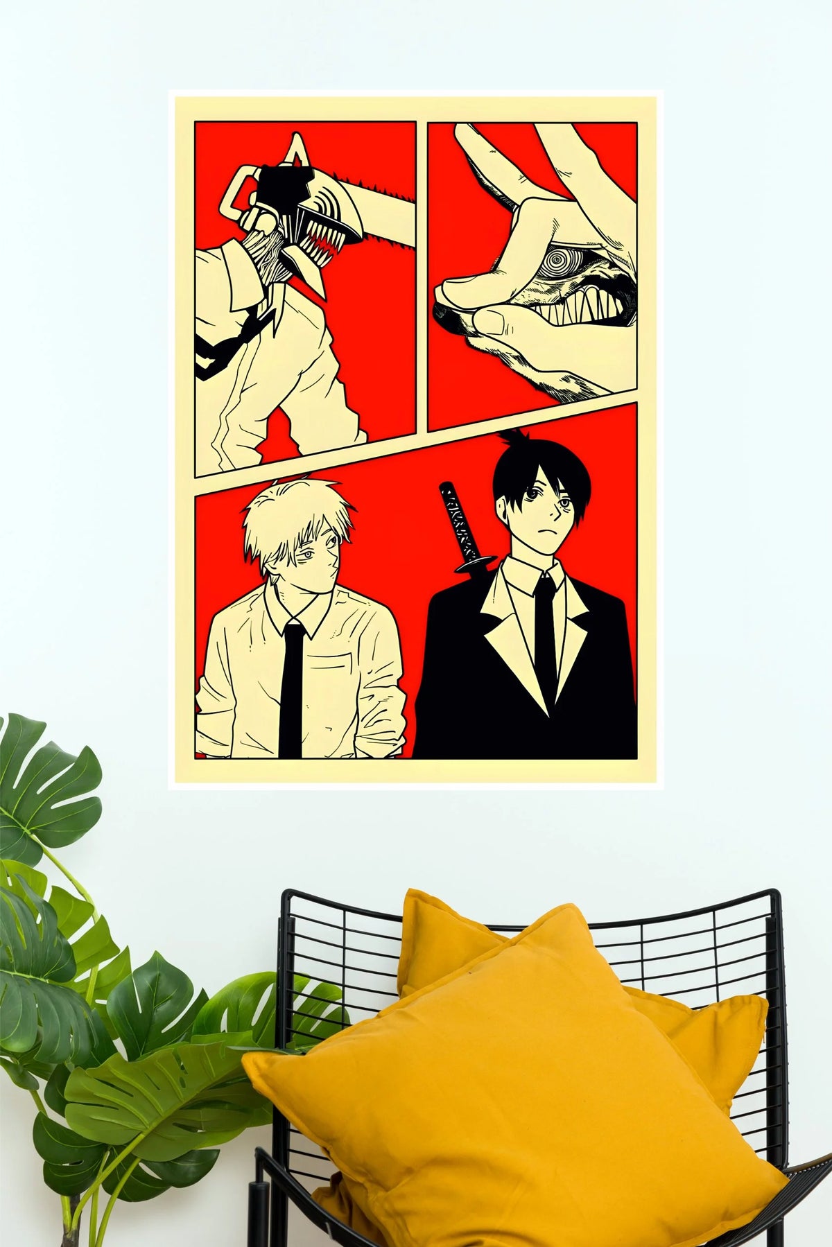 Chainsaw Man Tension in Red Anime Wall Poster  (Anime Posters)