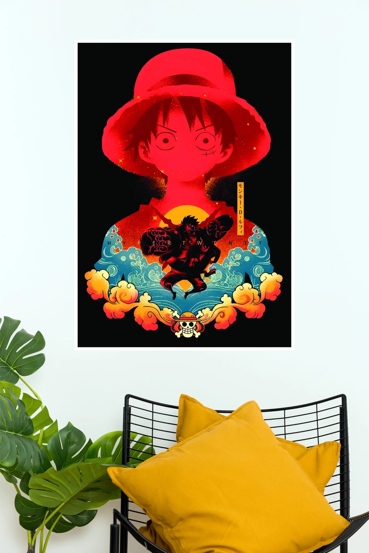 Monkey D Luffy Red Sun Pirate King Anime Wall Poster  (Anime Posters)