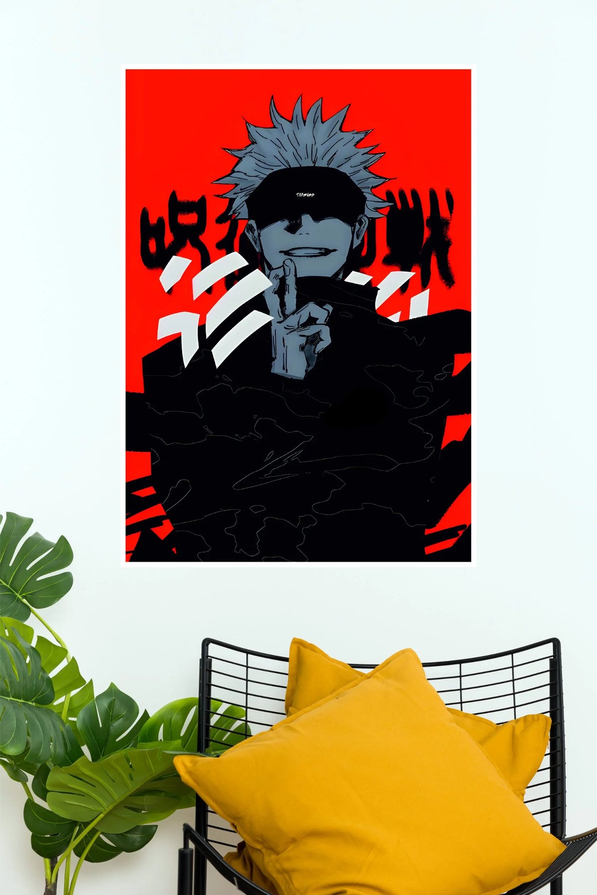 Gojo Satoru Blindfolded Sorcerer Red Edition Wall Poster  (Anime Posters)