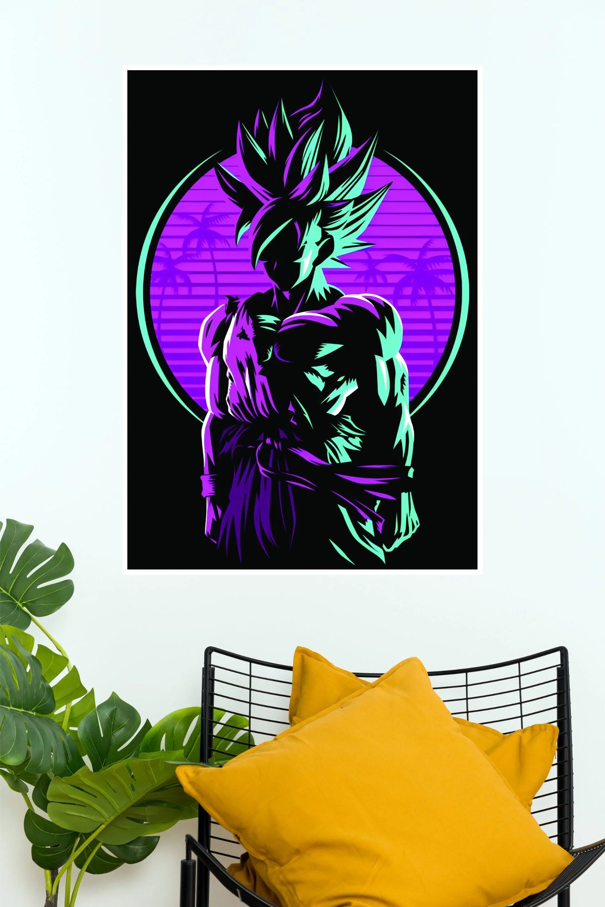 Goku Super Saiyan Neon Retro Edition Wall Poster  (Anime Posters)
