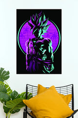 Goku Super Saiyan Neon Retro Edition Wall Poster  (Anime Posters)