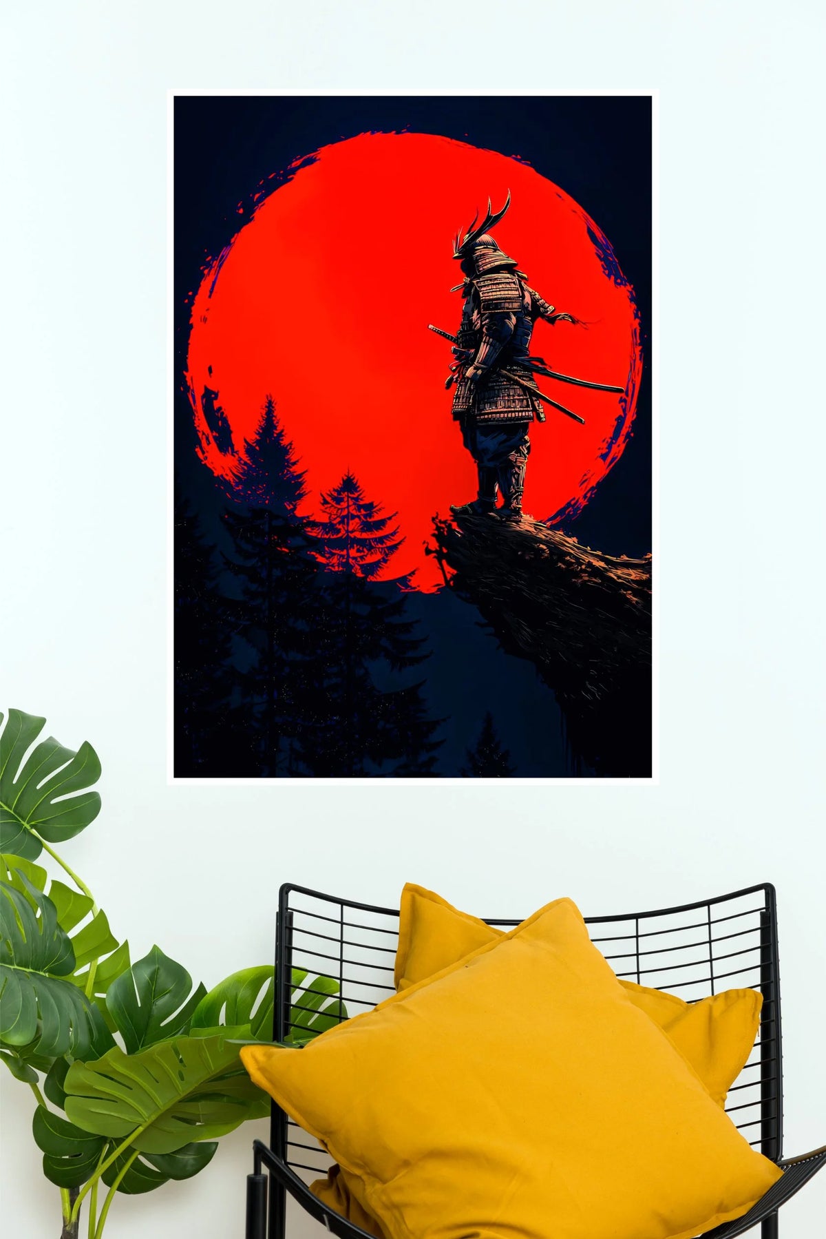 Samurai Ronin Red Sun Warrior Wall Poster  (Anime Posters)