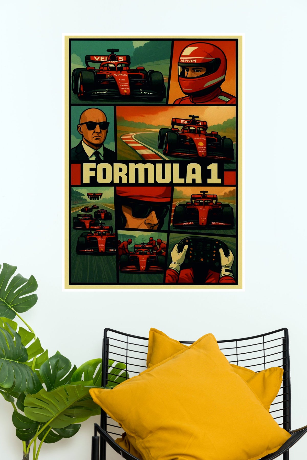 Track Titans Ferrari Racing Wall Poster  (Formula Poster)