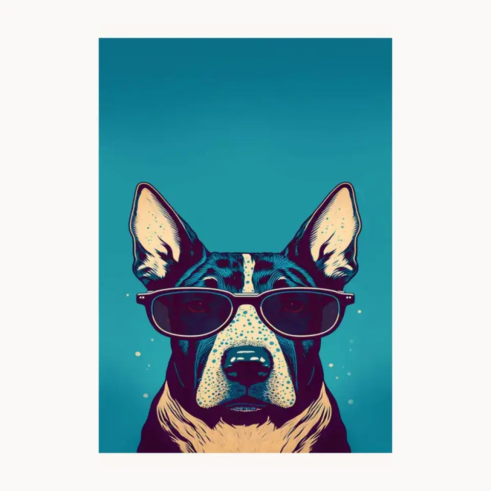 Dog With Black Sun Glass Metal Poster