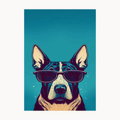 Dog With Black Sun Glass Metal Poster