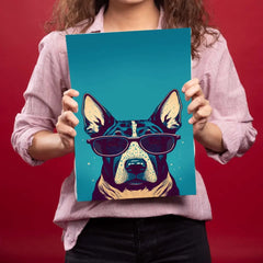 Dog With Black Sun Glass Metal Poster