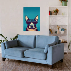 Dog With Black Sun Glass Metal Poster