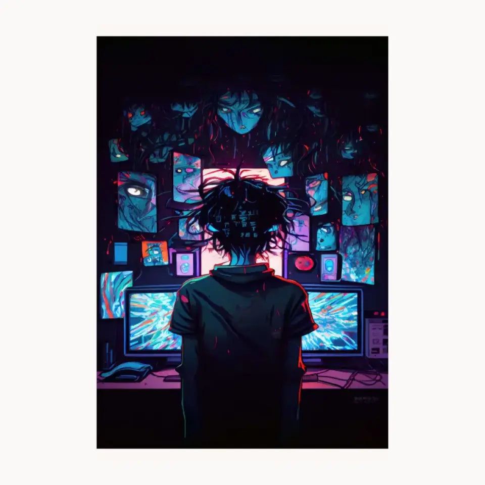 Computer With Smart Boy Metal Poster