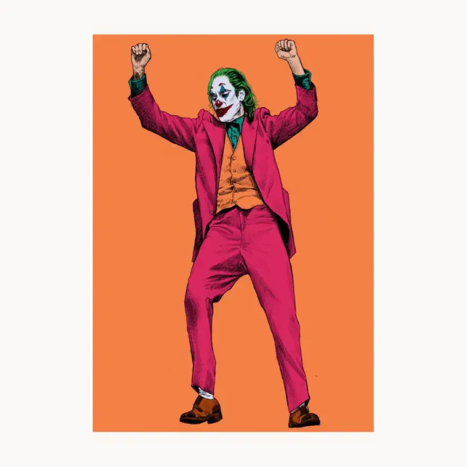 Joker With Orange Back Grown Metal Poster