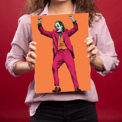 Joker With Orange Back Grown Metal Poster