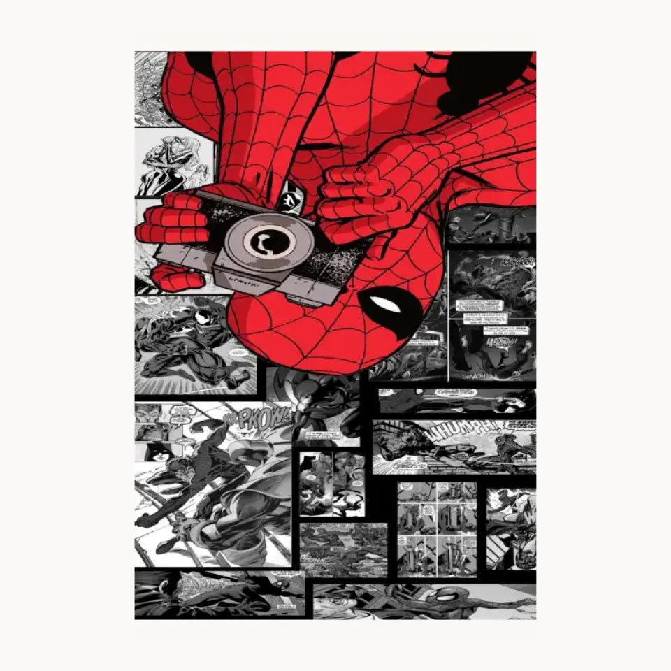 Spider Man With Camera Metal Poster