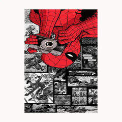 Spider Man With Camera Metal Poster