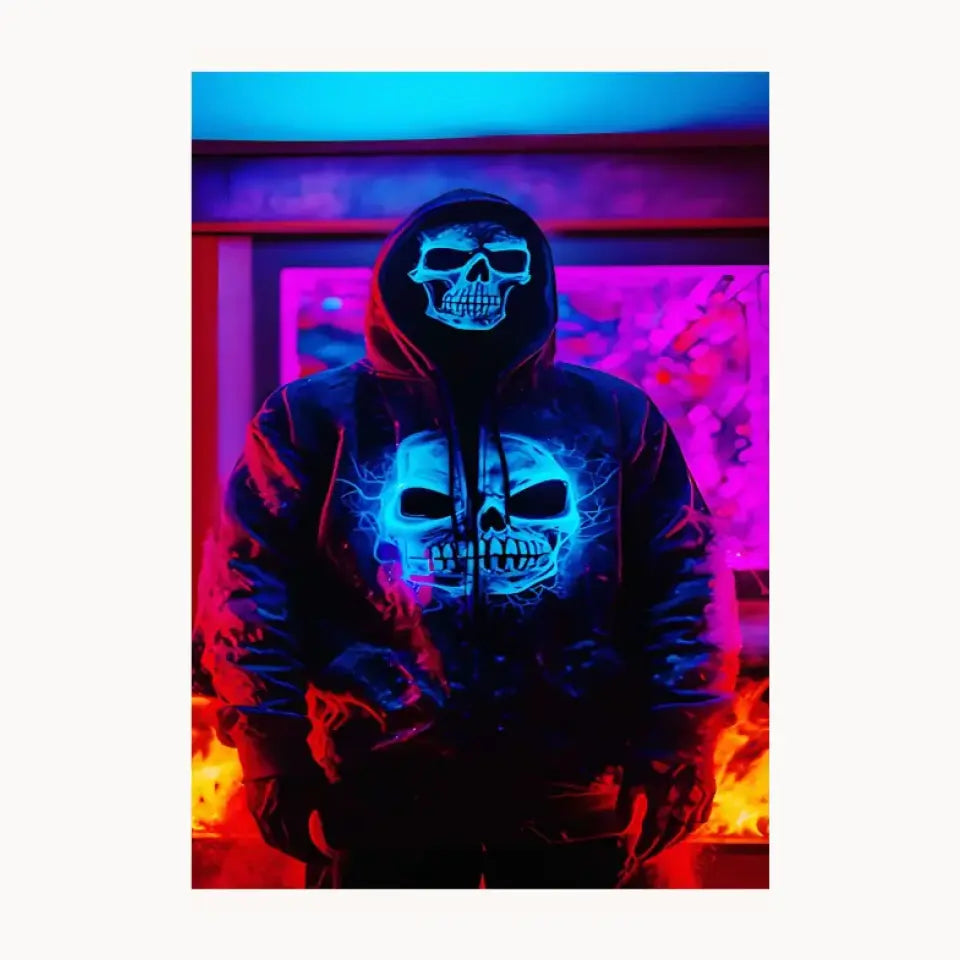 Blue Skull Mask Metal Poster