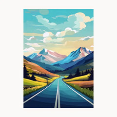 Green Mountain In Road Metal Poster