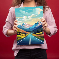 Green Mountain In Road Metal Poster