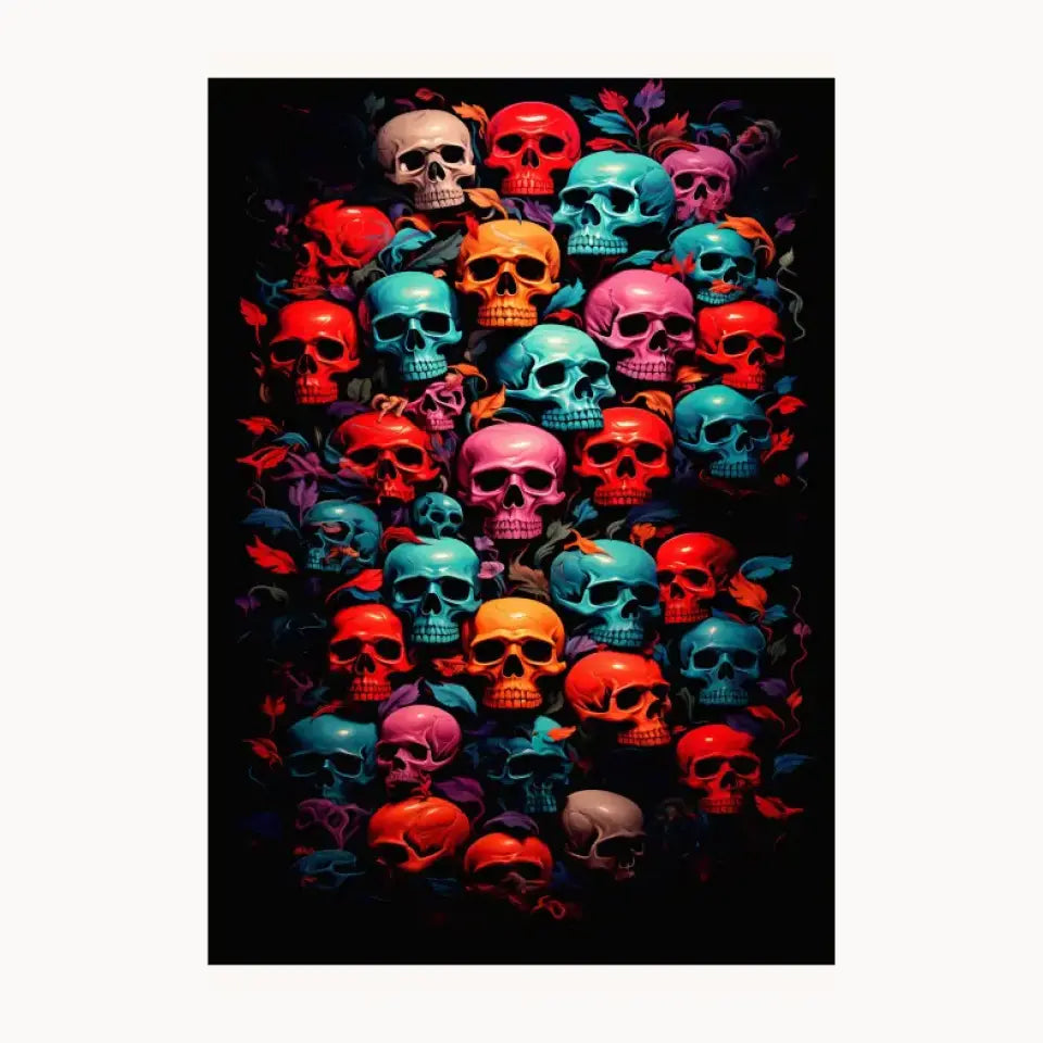 Colourfull Skulls Metal Poster