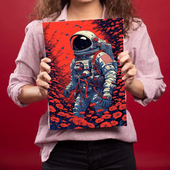 Astronaut In Flowers With Butterfly Metal Poster