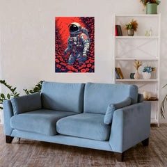 Astronaut In Flowers With Butterfly Metal Poster