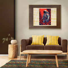 Astronaut In Flowers With Butterfly Metal Poster