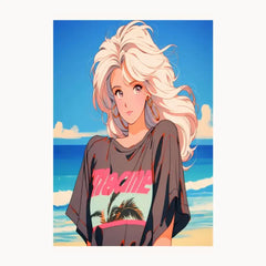 Beach Beautiful Girl Photo Metal Poster