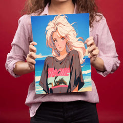 Beach Beautiful Girl Photo Metal Poster