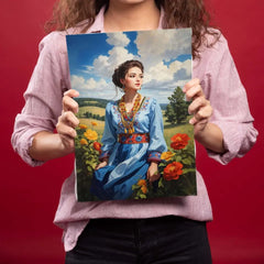 Girl In Flower Garden Metal Poster
