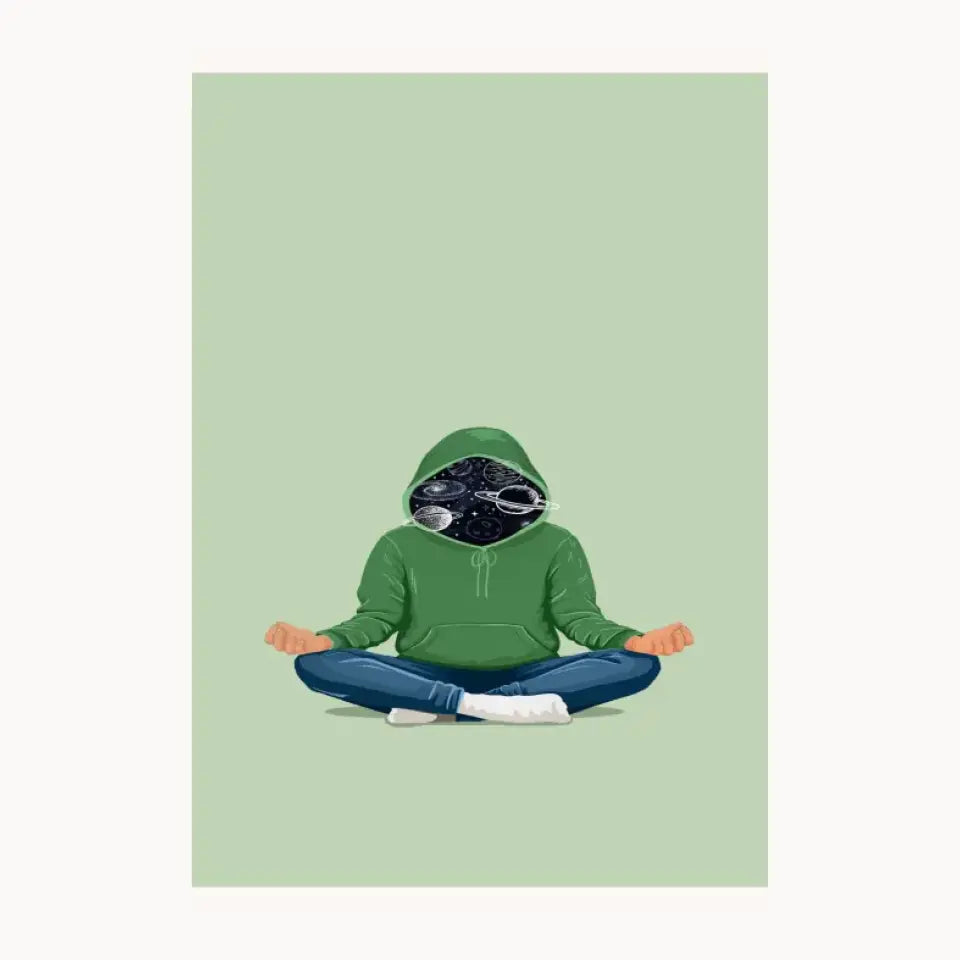 Space With Yoga Pose Metal Poster