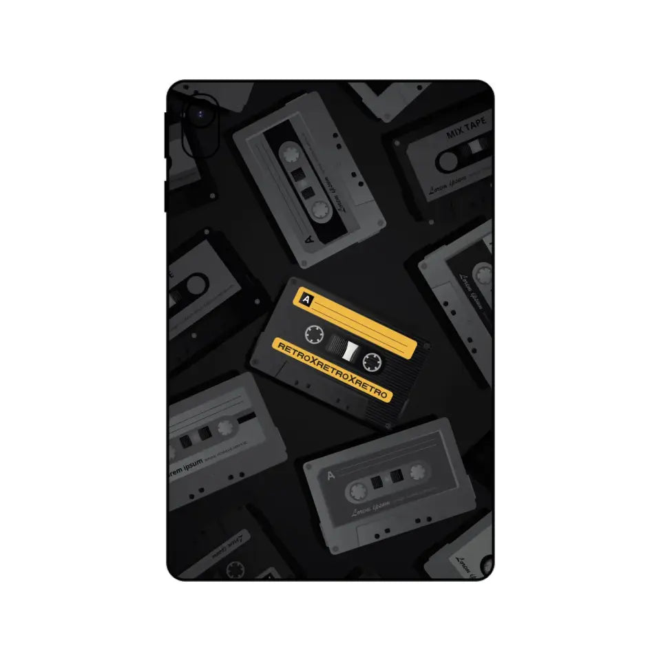 BLACK AUDIO CASSETTE TABLET SKIN