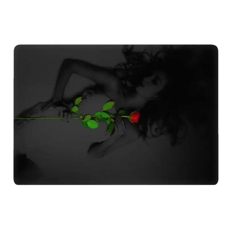 BEAUTIFUL RED ROSE WITH GREEN LEAVES LAPTOP SKIN