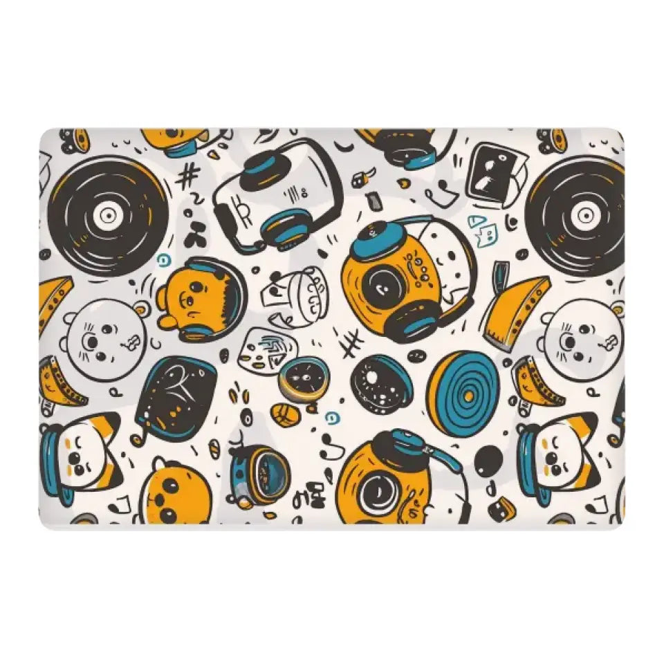 CUTE CARTOON WITH HEADPHONES LAPTOP SKIN