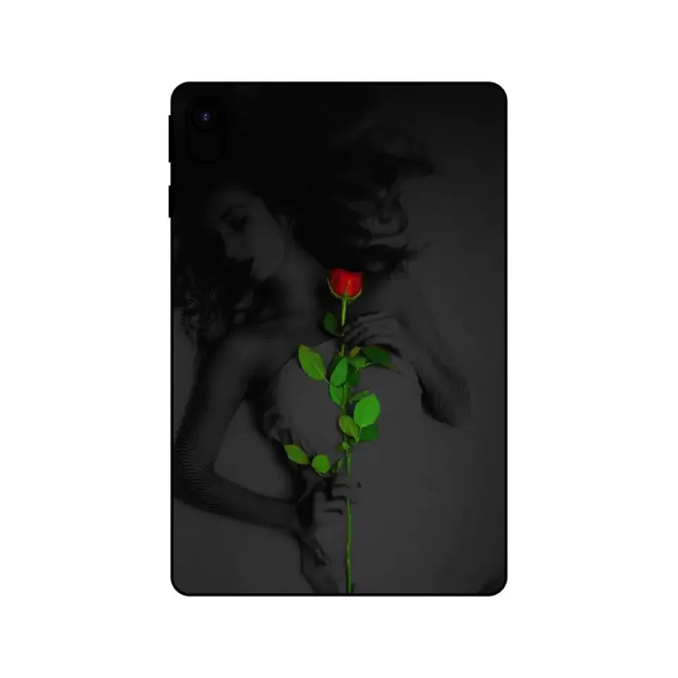 BEAUTIFUL RED ROSE WITH GREEN LEAVES TABLET SKIN