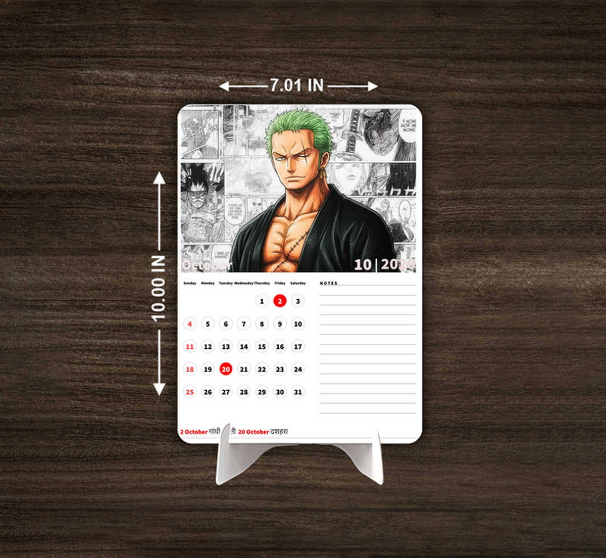 Wano Arc Zoro Premium Table Desk Calendar